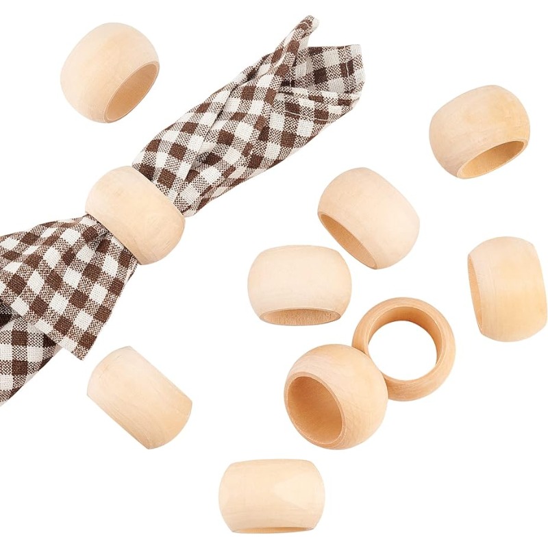 Conference Table Round - 10pcs ไม้แหวนผ้าเช็ดปาก Serviette ผู้ถือรอบตารางผ้าเช็ดปากผู้ถือ Farmhouse ไม้ผ้าเช็ดปากแหวนสําหรับวันหยุดงานแต่งงาน