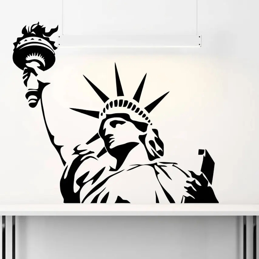 Office Furniture Usa - รูปปั้นเทพีเสรีภาพสติกเกอร์ติดผนังของขวัญสำหรับผู้หญิงรูปปั้นรูปลอกติดผนังเสรีภาพสำหรับตกแต่งสำนักงานห้องนอนที่บ้านสติกเกอร์ไวนิล S209สหรัฐอเมริกา