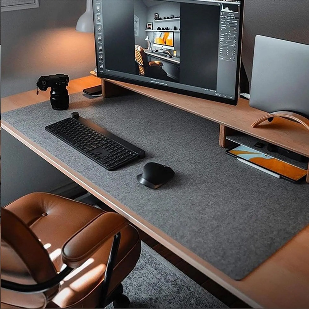 Office Furniture China - แผ่นรองโต๊ะทำงาน แผ่นรองคอมพิวเตอร์สำหรับโต๊ะทำงาน (31.5x15.7 นิ้ว) แผ่นรองเมาส์และคีย์บอร์ดขนาดใหญ่ ทำจากผ้าสักหลาด