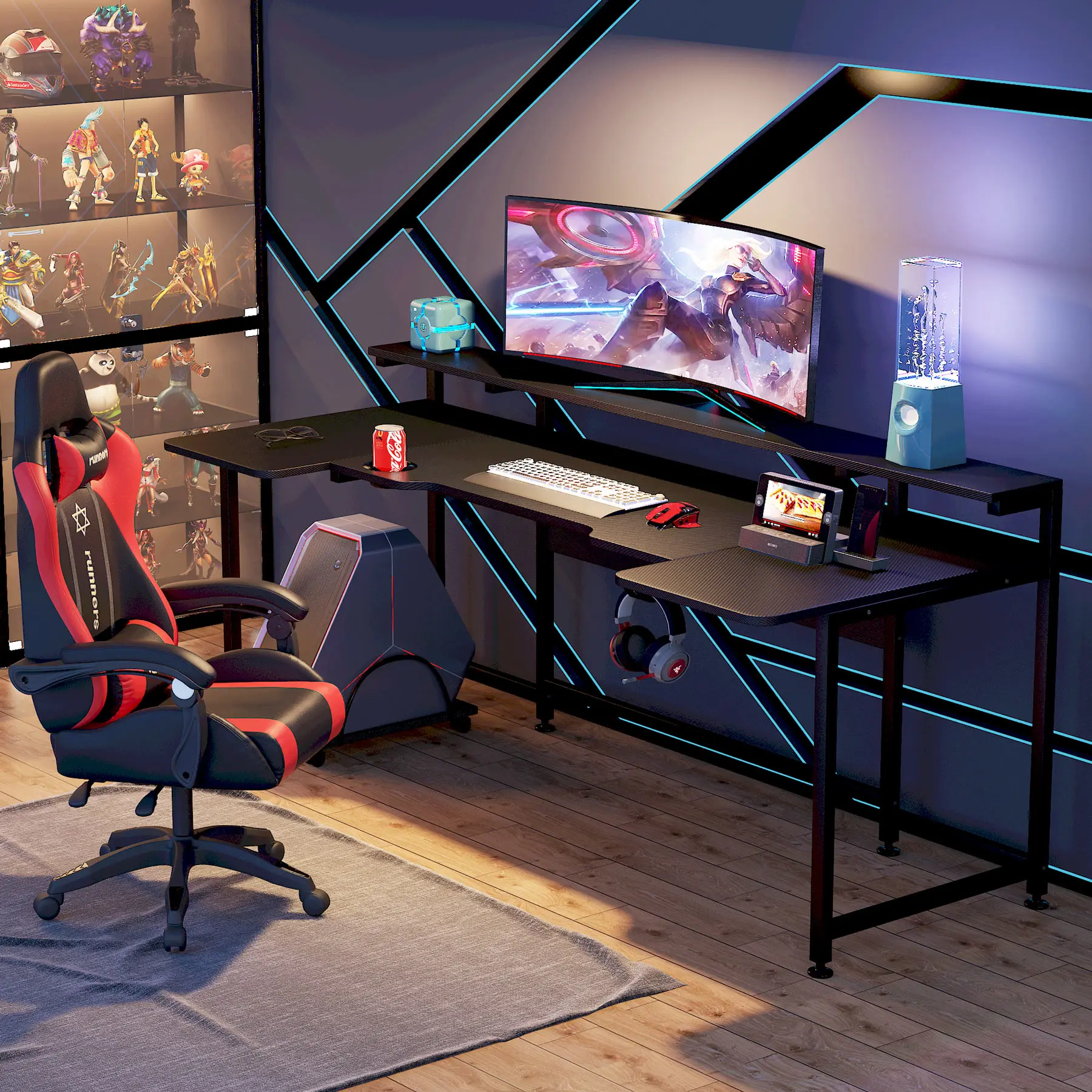 Office Furniture Usa - สหรัฐอเมริกาคลังสินค้าสต็อกการจัดส่งที่รวดเร็วโต๊ะคอมพิวเตอร์รูปตัว U โต๊ะเล่นเกมโต๊ะเดสก์ท็อปเล่นเกม
