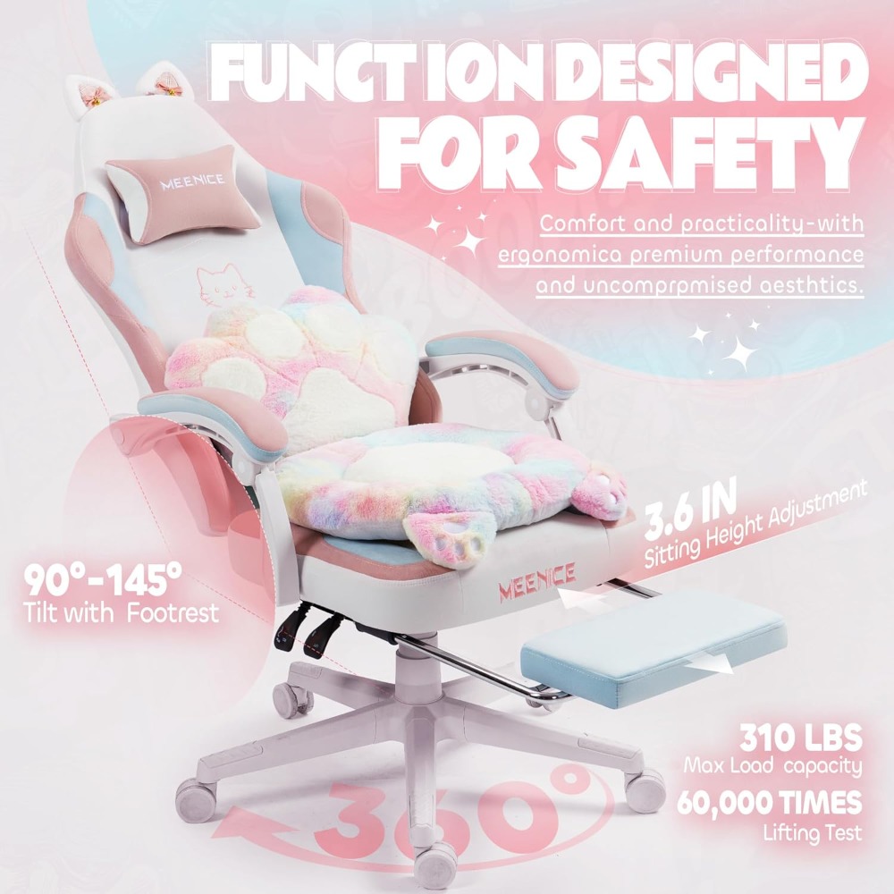 เก้าอี้เกมมิ่งขนนุ่มลายแมวน่าร - Office Furniture Usa บทวิจารณ์และราคา